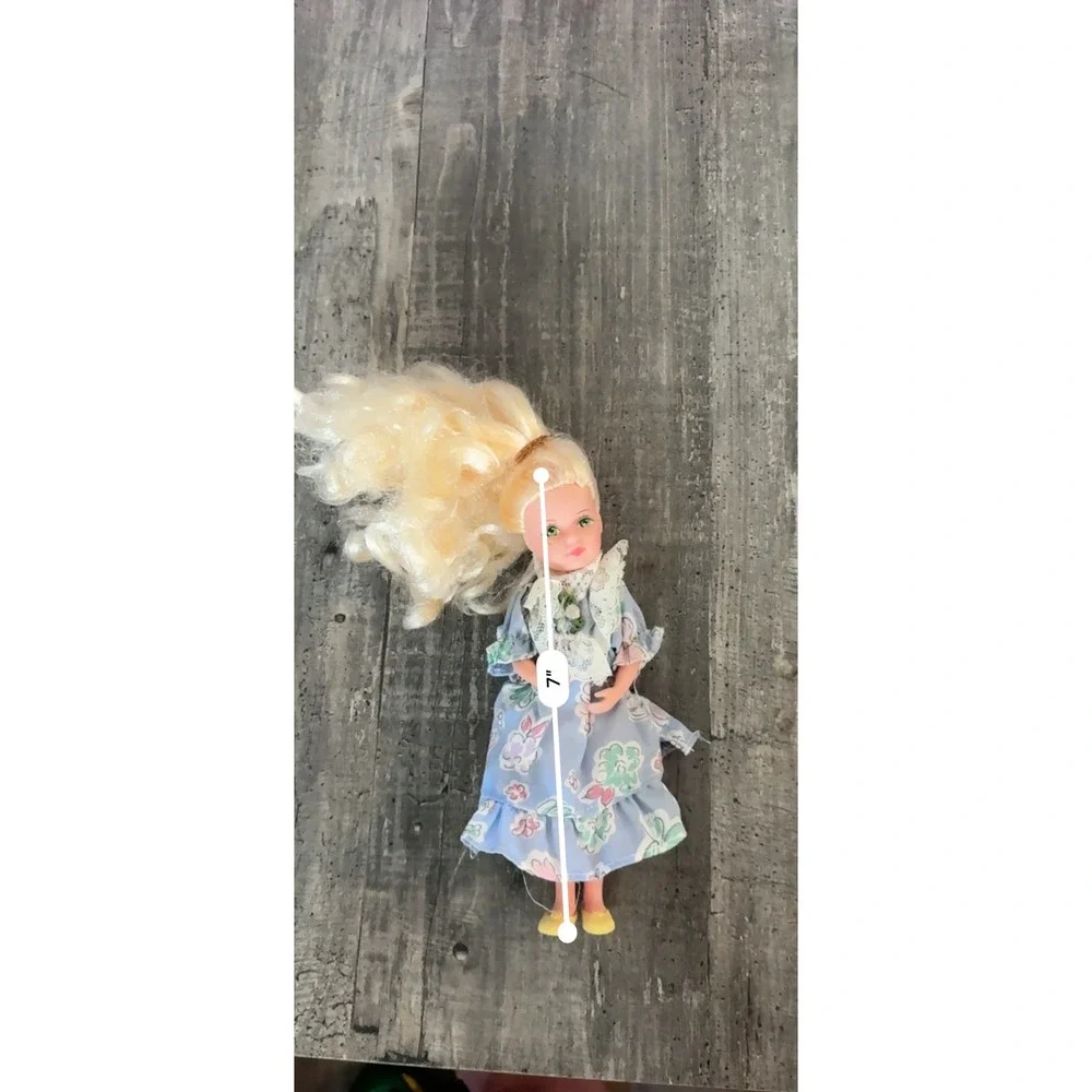 Vintage 1983 Creata Flower Girl Doll Blonde Green Eyes Floral Dress 7 Inch